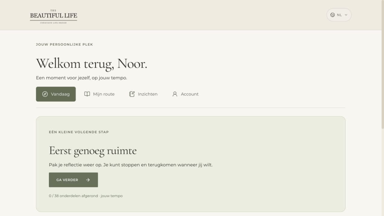 Het Vandaag-scherm in Mijn pad